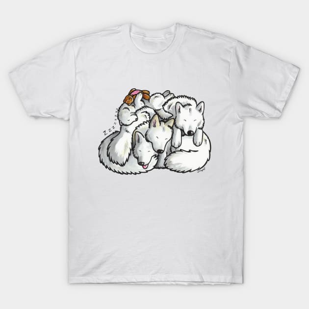 Samoyed sleeping pile cartoon T-Shirt by animalartbyjess